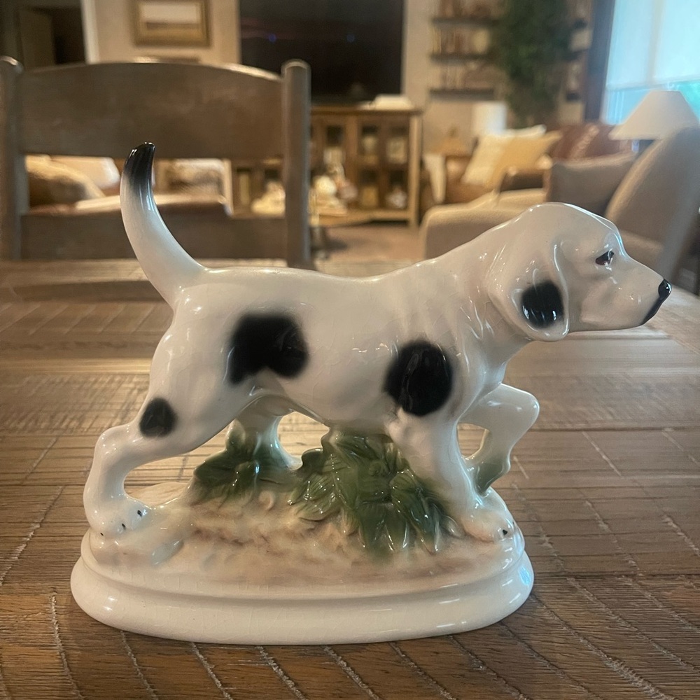 Porcelain figurine of a spotted dog made in England